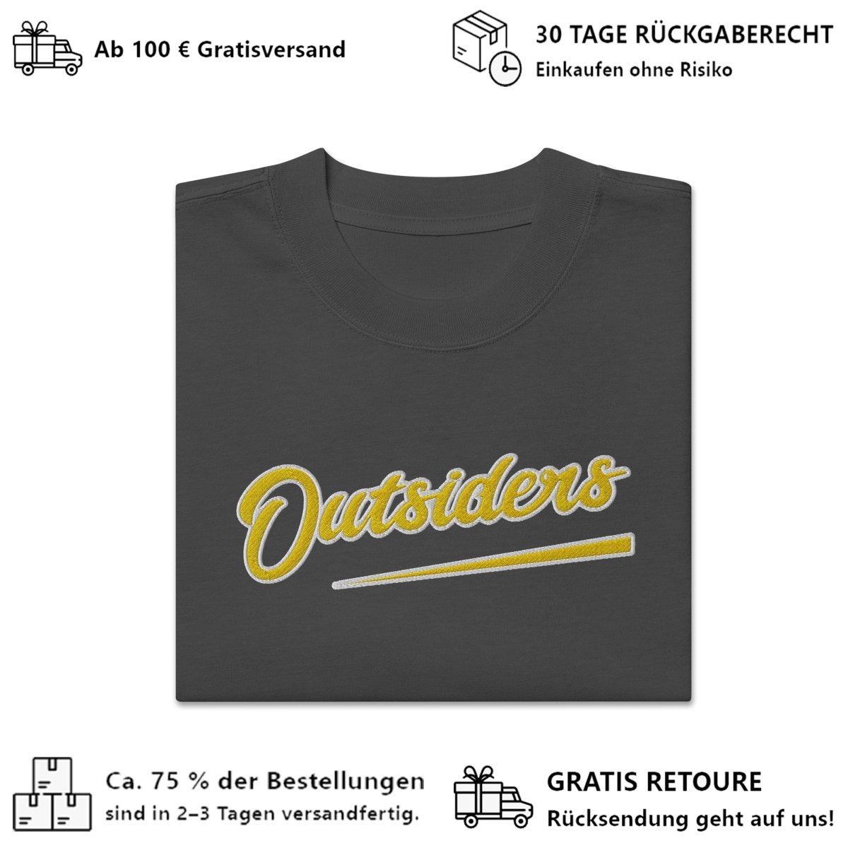 Oversized Streetwear T-Shirt BS - OUTSIDERS Vers. 2 mit verwaschenem Look - BLOODY - STREETS.DE Streetwear Herren und Damen Hoodies, T-Shirts, Pullis