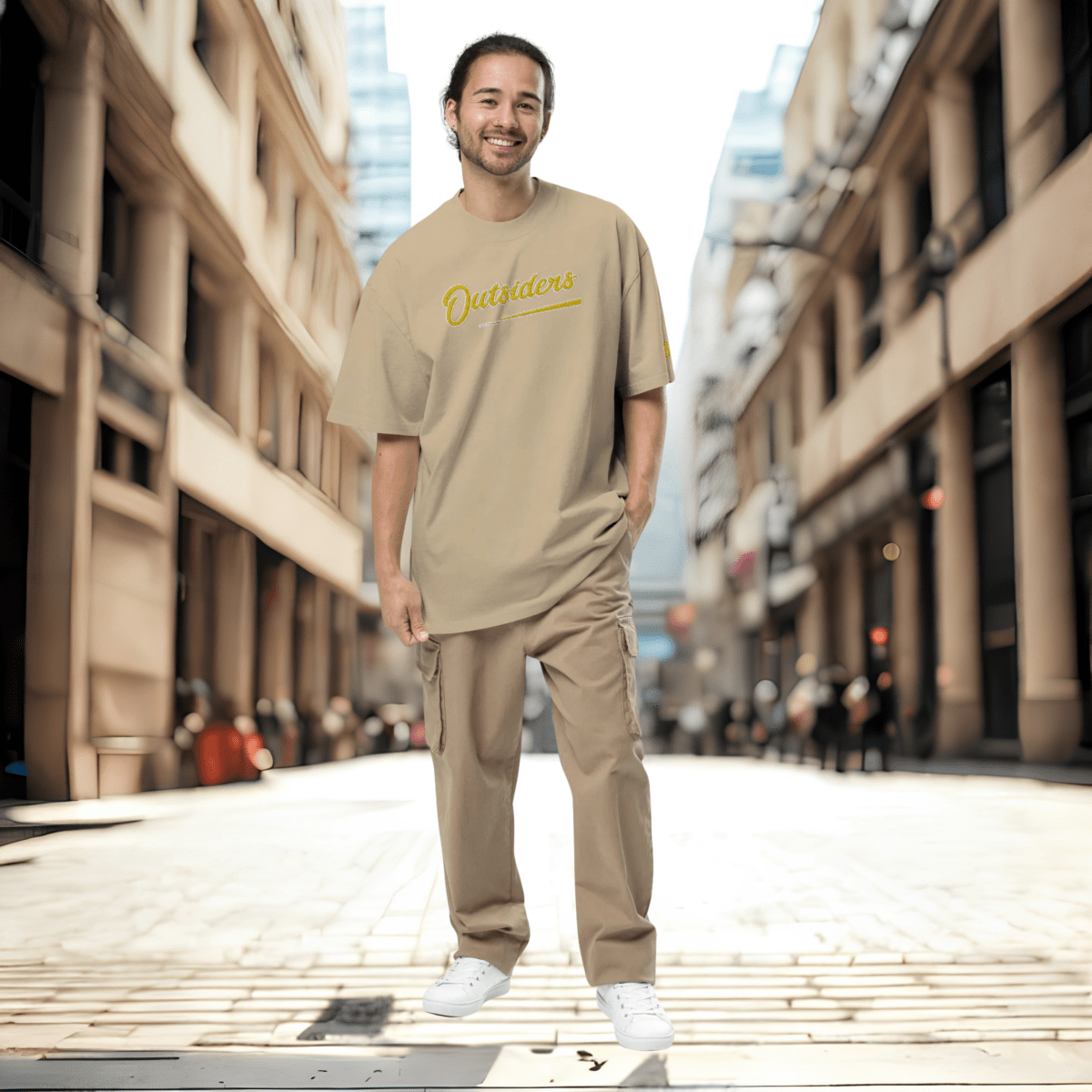 Oversized Streetwear T-Shirt BS - OUTSIDERS Vers. 2 mit verwaschenem Look - BLOODY - STREETS.DE Streetwear Herren und Damen Hoodies, T-Shirts, Pullis