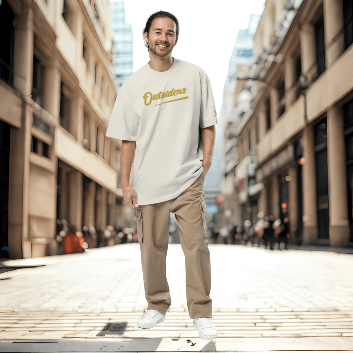 Oversized Streetwear T-Shirt BS - OUTSIDERS Vers. 2 mit verwaschenem Look - BLOODY - STREETS.DE Streetwear Herren und Damen Hoodies, T-Shirts, Pullis