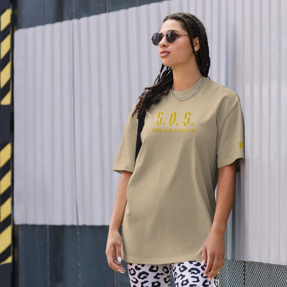 Oversized Streetwear T-shirt - SAVE OUR STREETS Stickerei 1 VERS. - verwaschenem Look - BLOODY - STREETS.DE Streetwear Herren und Damen Hoodies, T-Shirts, Pullis