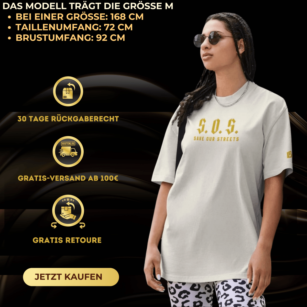 Oversized Streetwear T-shirt - SAVE OUR STREETS Stickerei 1 VERS. - verwaschenem Look - BLOODY - STREETS.DE Streetwear Herren und Damen Hoodies, T-Shirts, Pullis