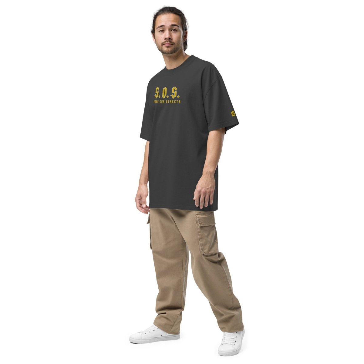 Oversized Streetwear T-shirt - SAVE OUR STREETS Stickerei 1 VERS. - verwaschenem Look - BLOODY - STREETS.DE Streetwear Herren und Damen Hoodies, T-Shirts, Pullis