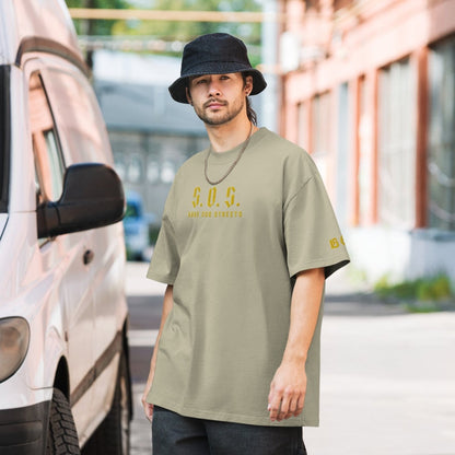 Oversized Streetwear T-shirt - SAVE OUR STREETS Stickerei 1 VERS. - verwaschenem Look - BLOODY - STREETS.DE Streetwear Herren und Damen Hoodies, T-Shirts, Pullis