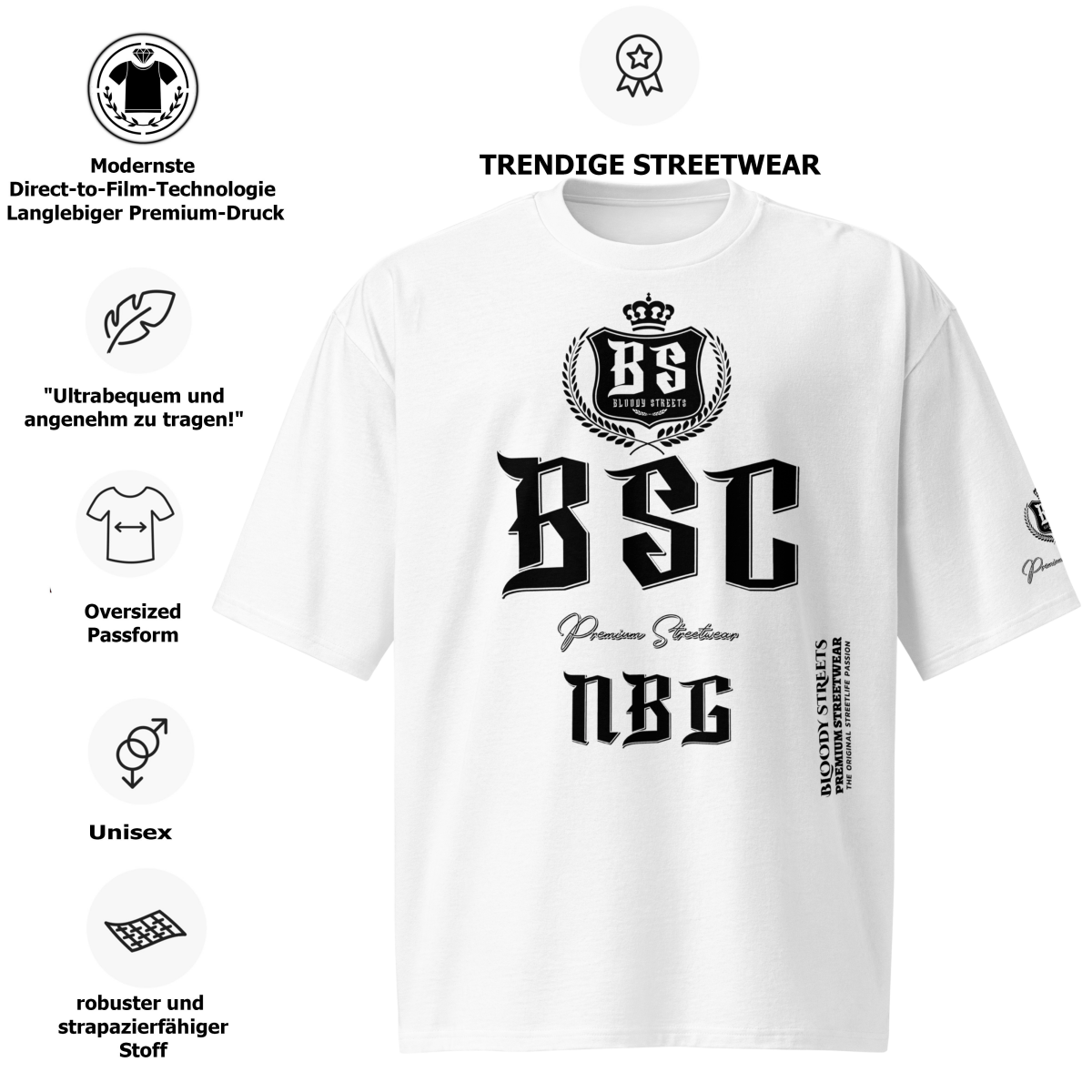 Schweres Streetwear Oversized T-Shirt "OGC" V2 - BLOODY - STREETS.DE Streetwear Herren und Damen Hoodies, T-Shirts, Pullis