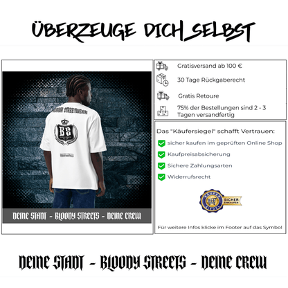 Schweres Streetwear oversized T-Shirt - "Stay Loyal G" - BLOODY - STREETS.DE Streetwear Herren und Damen Hoodies, T-Shirts, Pullis
