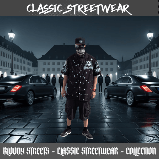 Streetwear Hemd Unisex - Black Bloody Streets Dog - BLOODY - STREETS.DE Streetwear Herren und Damen Hoodies, T-Shirts, Pullis