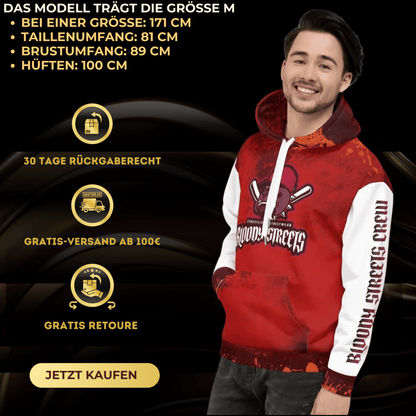 Streetwear Hoodie BLOOD - LINE V1 - BLOODY - STREETS.DE Streetwear Herren und Damen Hoodies, T-Shirts, Pullis