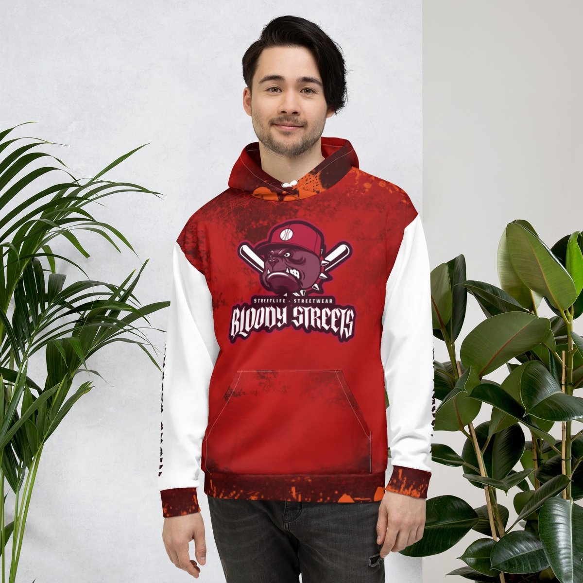 Streetwear Hoodie BLOOD - LINE V1 - BLOODY - STREETS.DE Streetwear Herren und Damen Hoodies, T - Shirts, Pullis