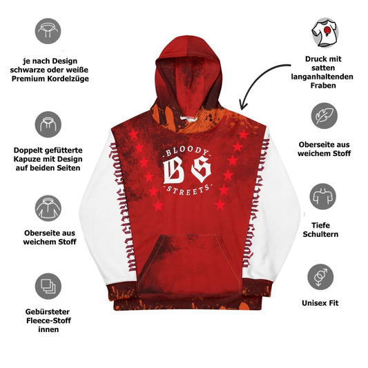 Streetwear Hoodie BLOOD - LINE V3 - BLOODY - STREETS.DE Streetwear Herren und Damen Hoodies, T-Shirts, Pullis