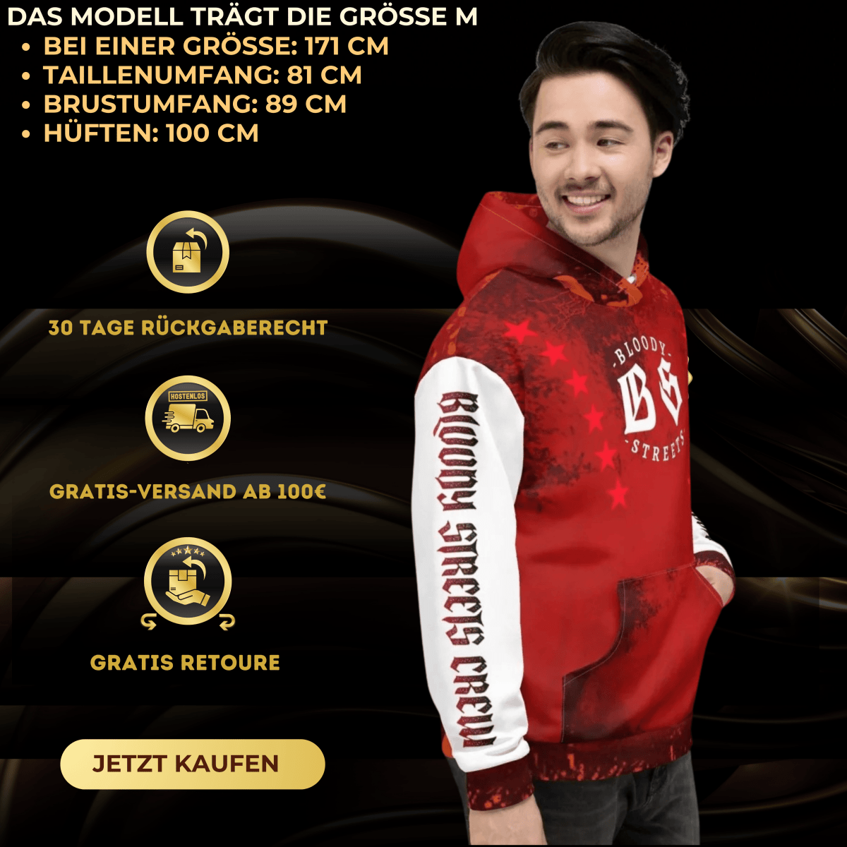 Streetwear Hoodie BLOOD - LINE V3 - BLOODY - STREETS.DE Streetwear Herren und Damen Hoodies, T-Shirts, Pullis