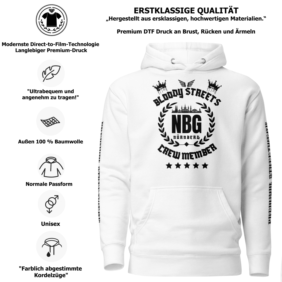 Streetwear Hoodie Bloody Streets NBG - BLOODY - STREETS.DE Streetwear Herren und Damen Hoodies, T-Shirts, Pullis