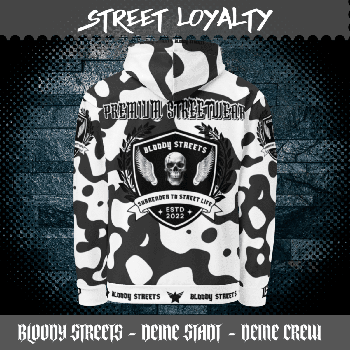Streetwear Hoodie Bloody Streets NBG - Street Loyalty - BLOODY - STREETS.DE Streetwear Herren und Damen Hoodies, T-Shirts, Pullis