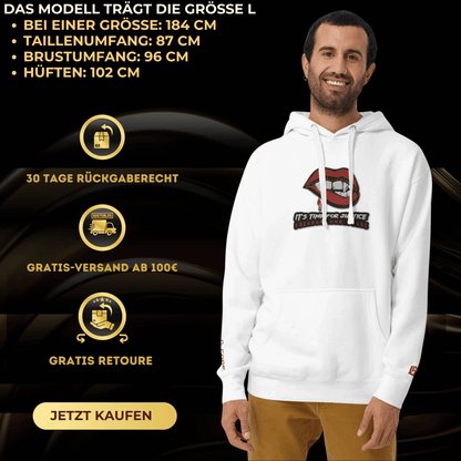 Streetwear Kapuzenpullover IT´S TIME FOR JUSTICE - Stickerei - BLOODY - STREETS.DE Streetwear Herren und Damen Hoodies, T-Shirts, Pullis