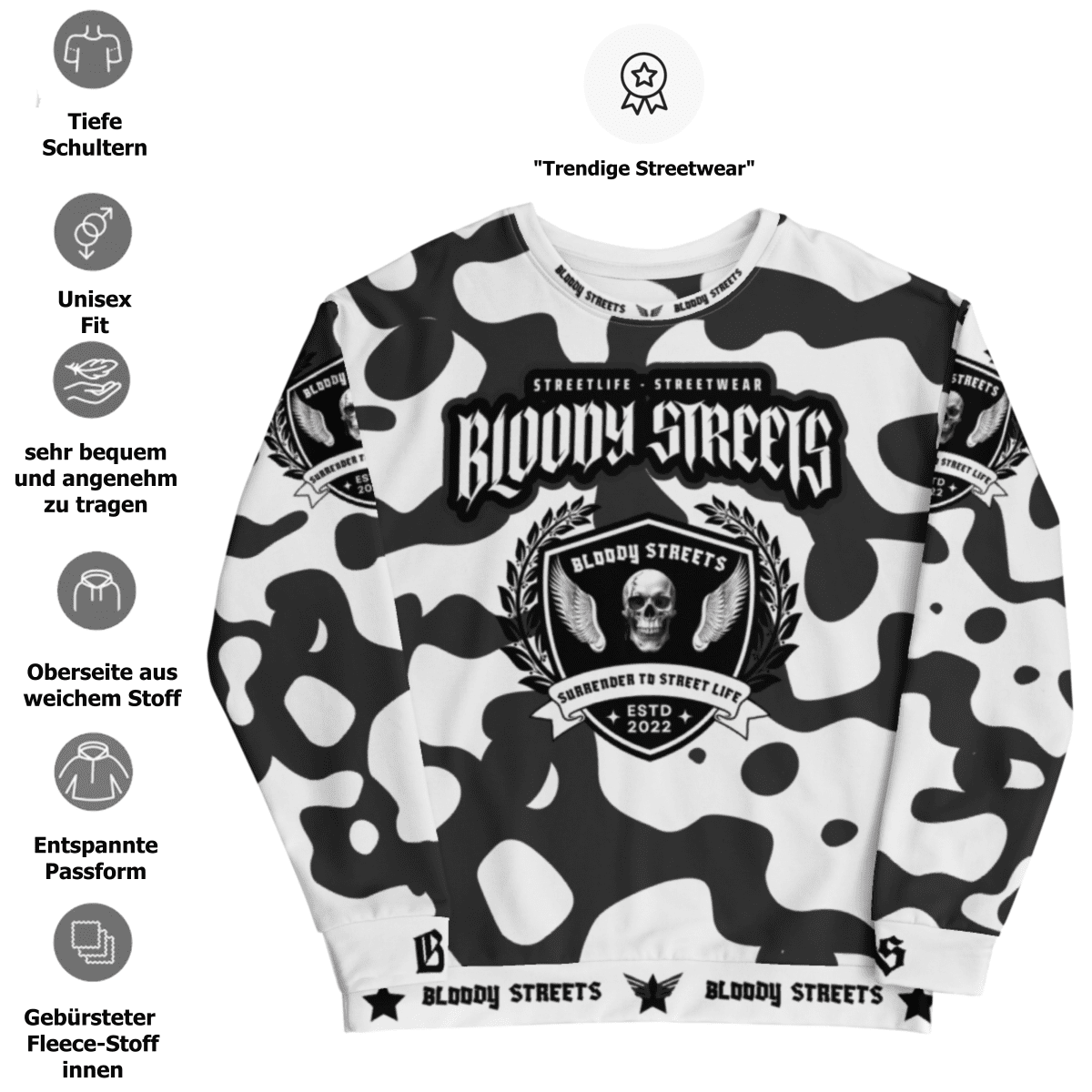 Streetwear Pullover Bloody Streets NBG - Street Loyalty - BLOODY - STREETS.DE Streetwear Herren und Damen Hoodies, T-Shirts, Pullis