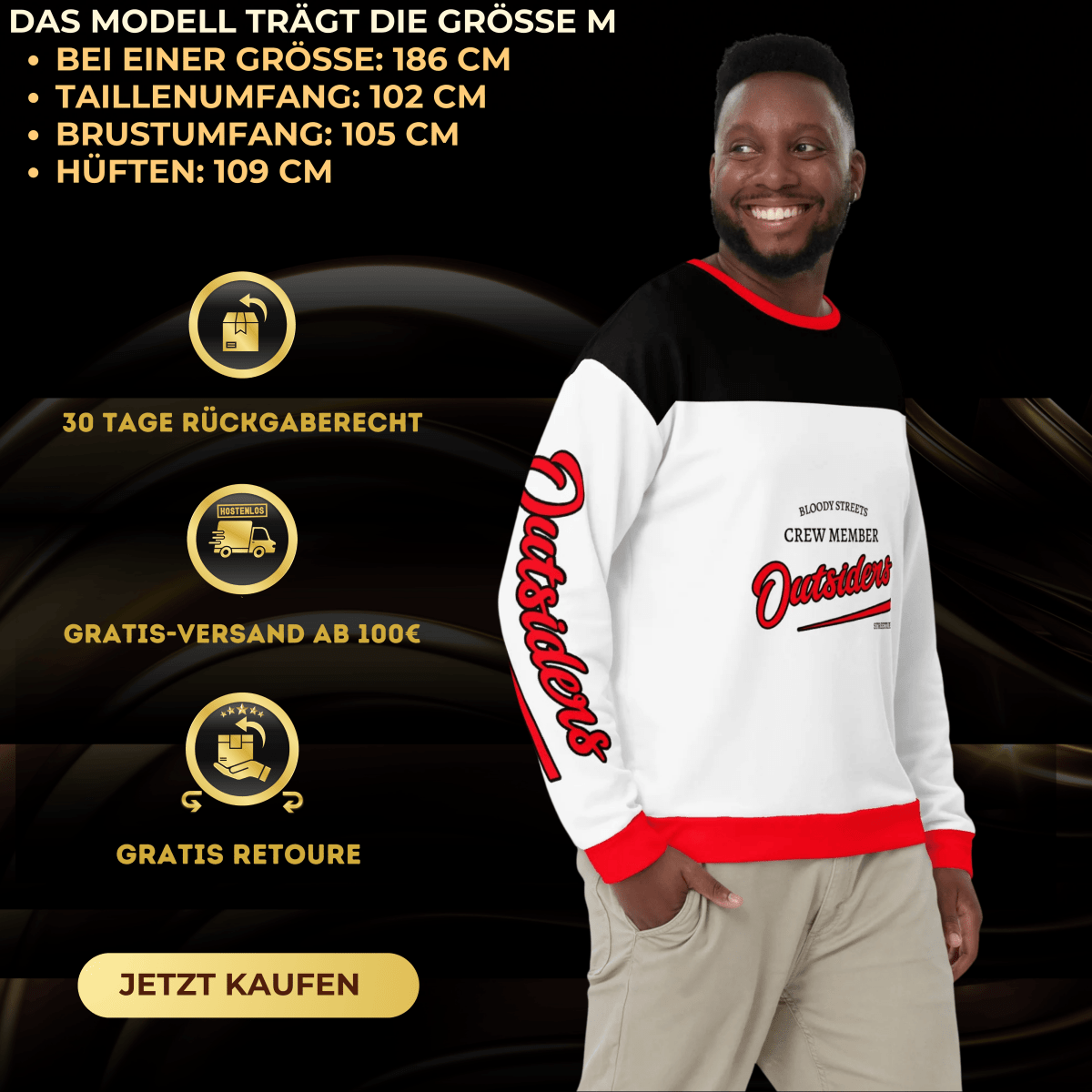 Streetwear Pullover Unisex - BS OUTSIDERS - BLOODY - STREETS.DE Streetwear Herren und Damen Hoodies, T-Shirts, Pullis