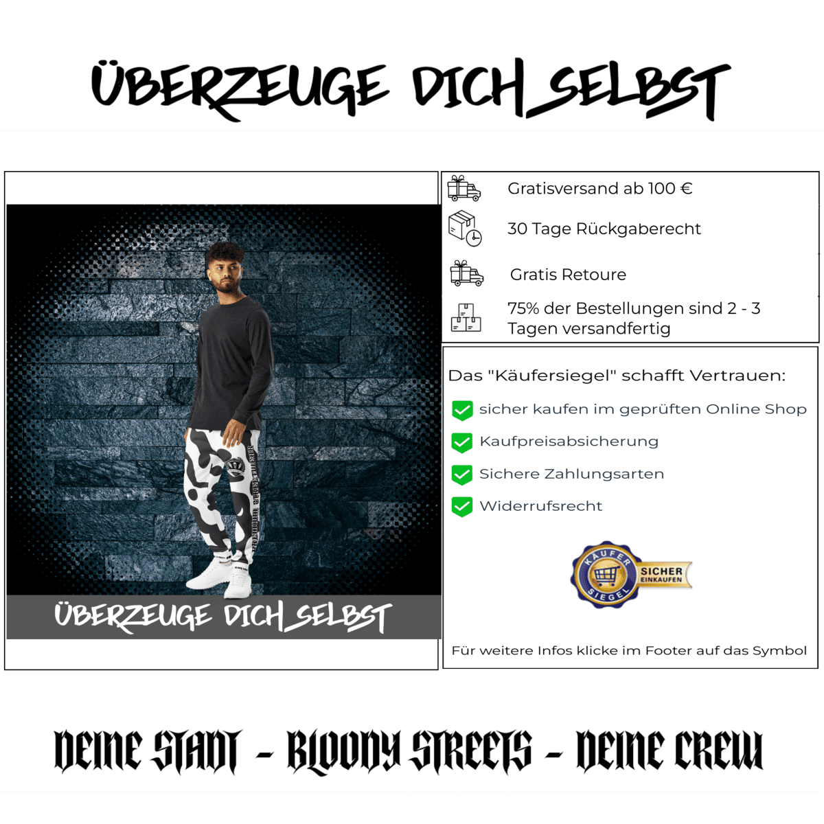 Streetwear Streetwear Männer Joggers Bloody Streets NBG - Street Loyalty - BLOODY - STREETS.DE Streetwear Herren und Damen Hoodies, T-Shirts, Pullis