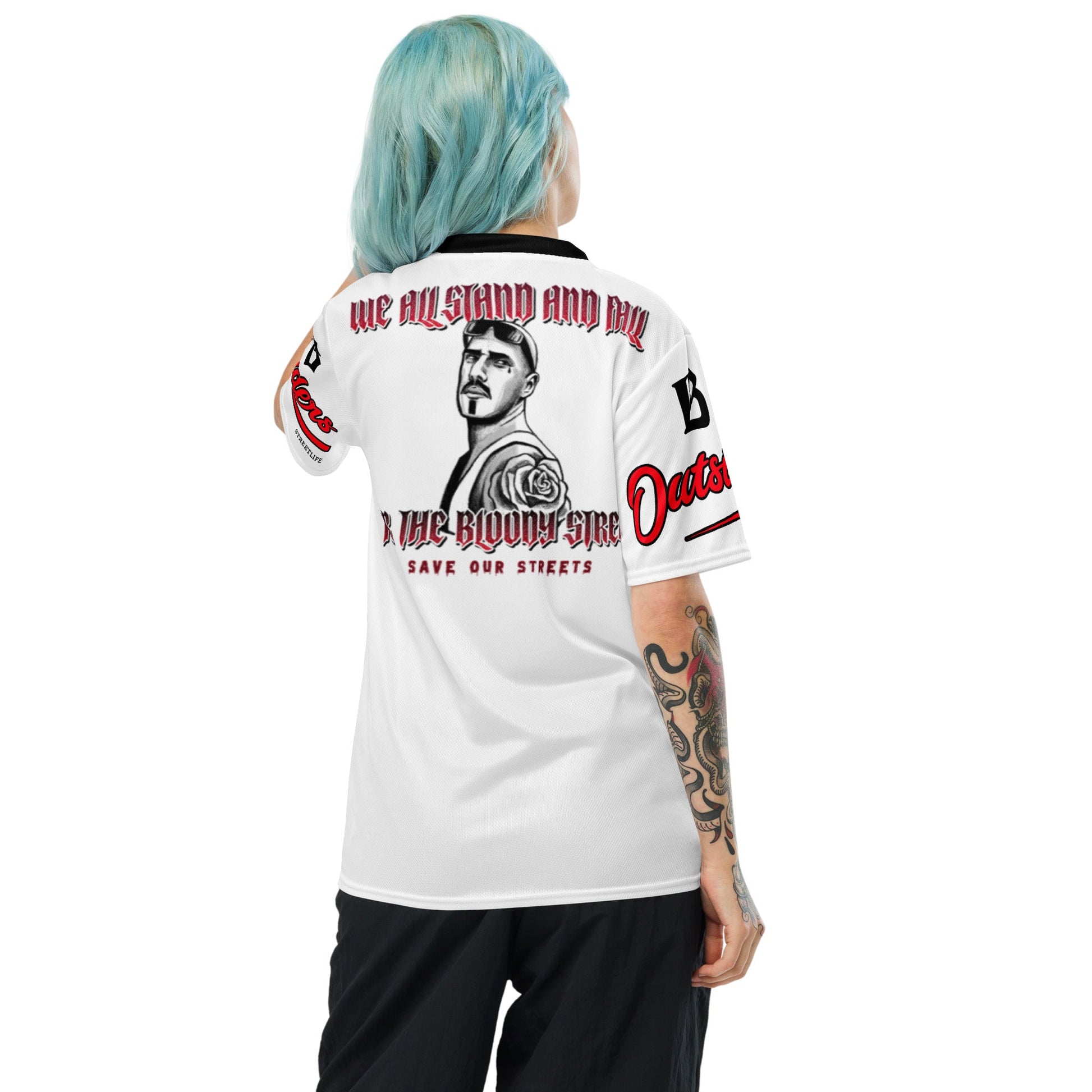 Streetwear Trikot Bloody Streets BS OUTSIDERS Recycled Unisex - BLOODY-STREETS.DE Streetwear Herren und Damen Hoodies, T-Shirts, Pullis