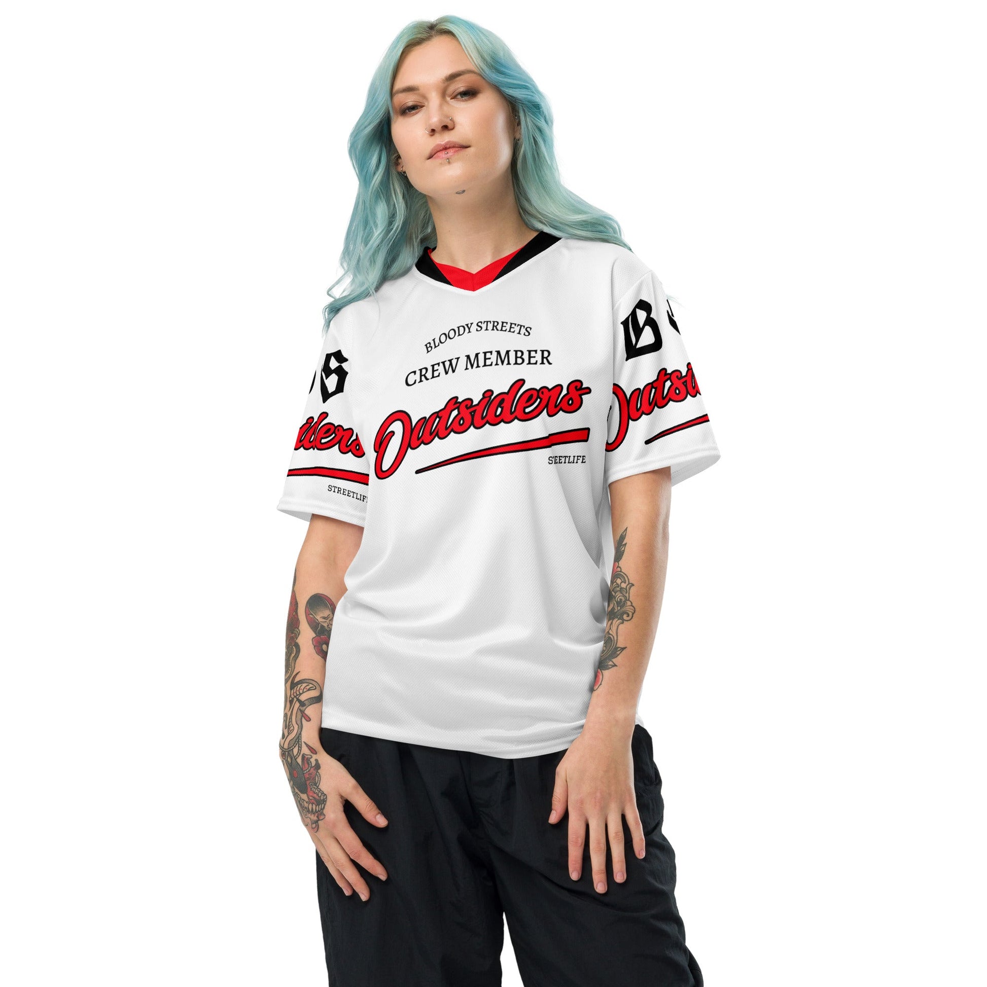 Streetwear Trikot Bloody Streets BS OUTSIDERS Recycled Unisex - BLOODY-STREETS.DE Streetwear Herren und Damen Hoodies, T-Shirts, Pullis