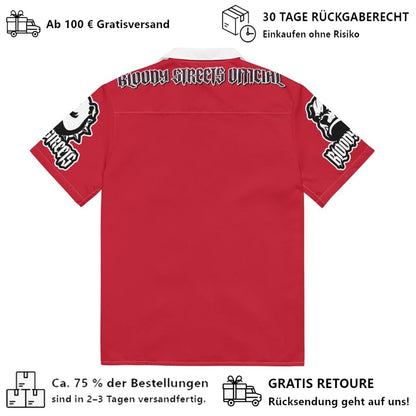 Streetwear Unisex Hemd - Black Bloody Streets Dog Red - White - BLOODY - STREETS.DE Streetwear Herren und Damen Hoodies, T-Shirts, Pullis