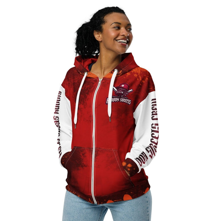 Streetwear Zip Hoodie BLOOD - LINE V1 - BLOODY - STREETS.DE Streetwear Herren und Damen Hoodies, T - Shirts, Pullis