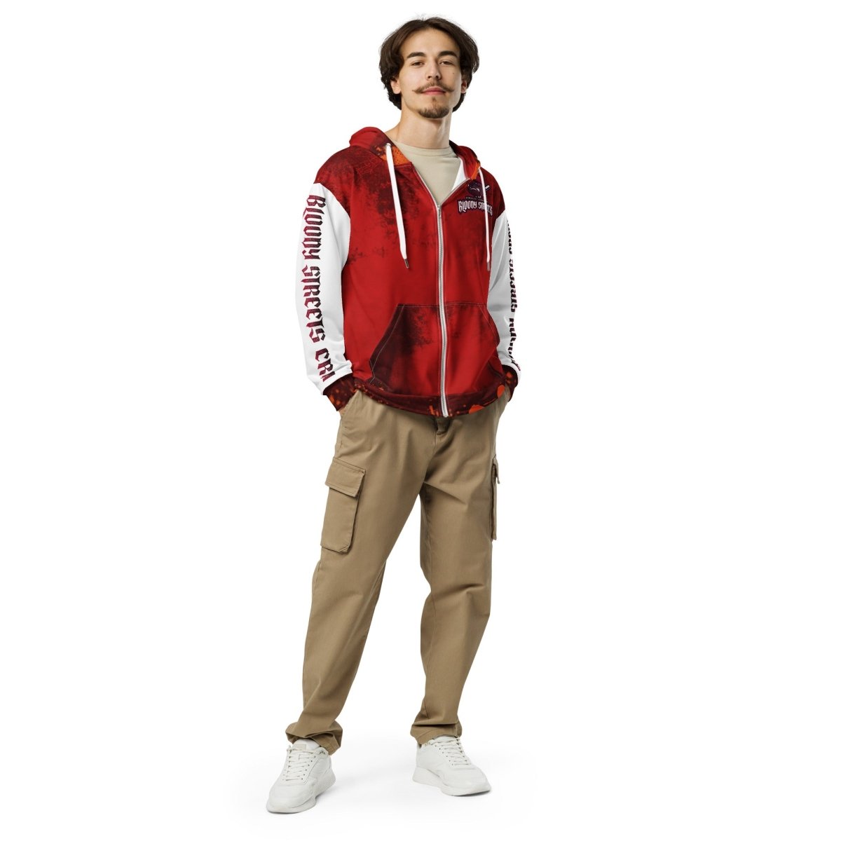 Streetwear Zip Hoodie BLOOD - LINE V1 - BLOODY - STREETS.DE Streetwear Herren und Damen Hoodies, T - Shirts, Pullis