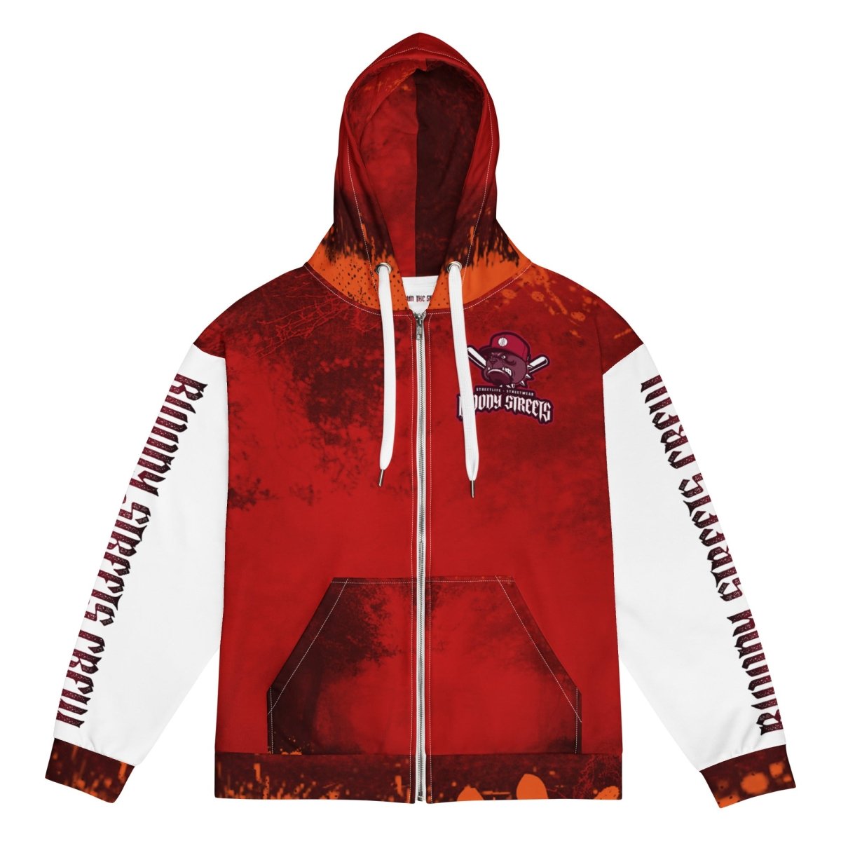 Streetwear Zip Hoodie BLOOD - LINE V1 - BLOODY - STREETS.DE Streetwear Herren und Damen Hoodies, T - Shirts, Pullis