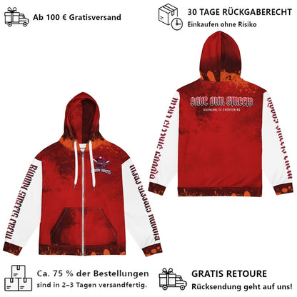 Streetwear Zip Hoodie BLOOD - LINE V1 - BLOODY - STREETS.DE Streetwear Herren und Damen Hoodies, T-Shirts, Pullis