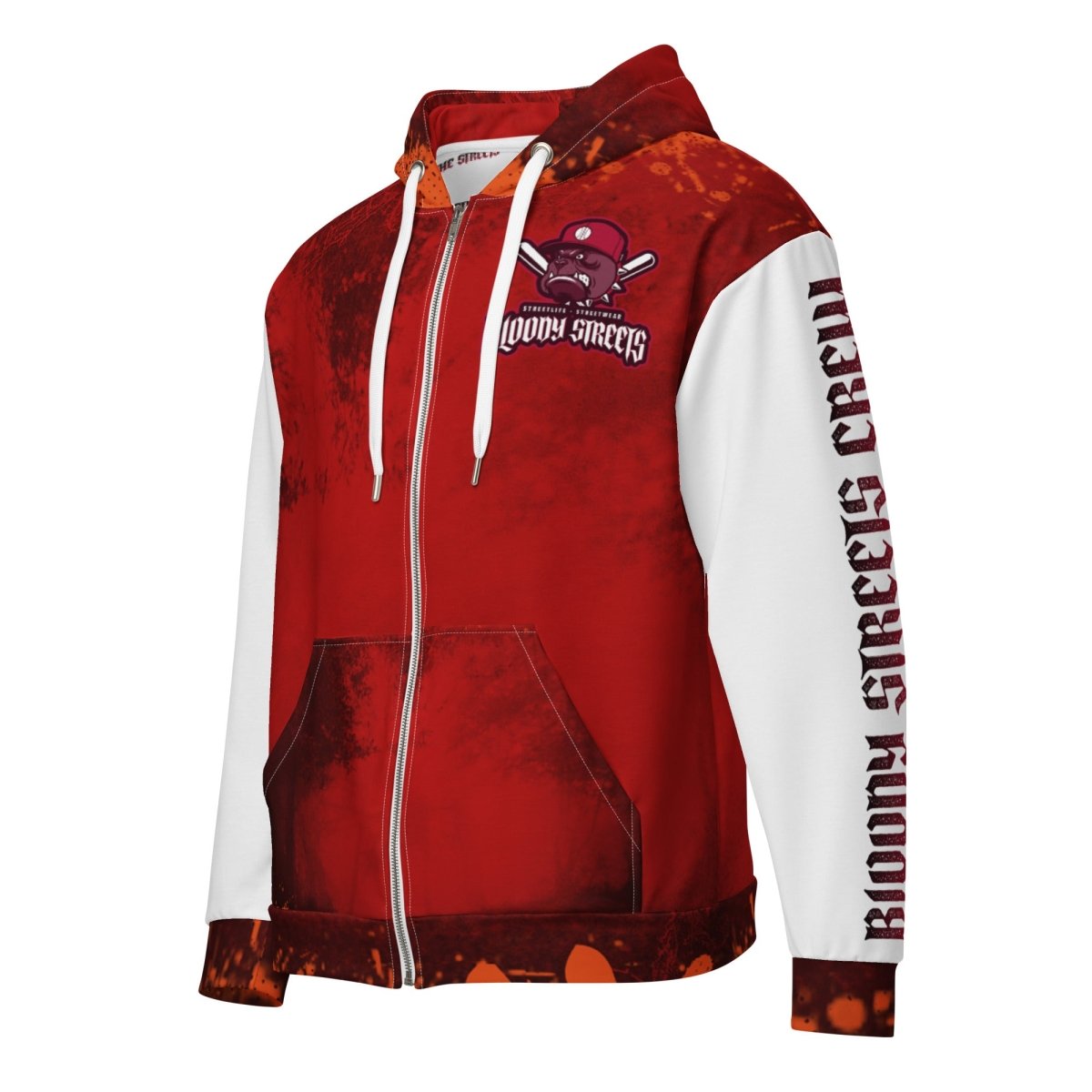 Streetwear Zip Hoodie BLOOD - LINE V1 - BLOODY - STREETS.DE Streetwear Herren und Damen Hoodies, T - Shirts, Pullis