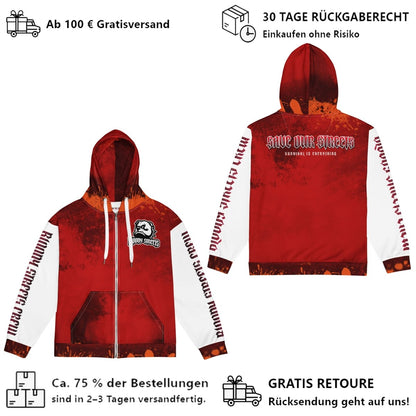 Streetwear Zip Hoodie BLOOD - LINE V2 - BLOODY - STREETS.DE Streetwear Herren und Damen Hoodies, T-Shirts, Pullis