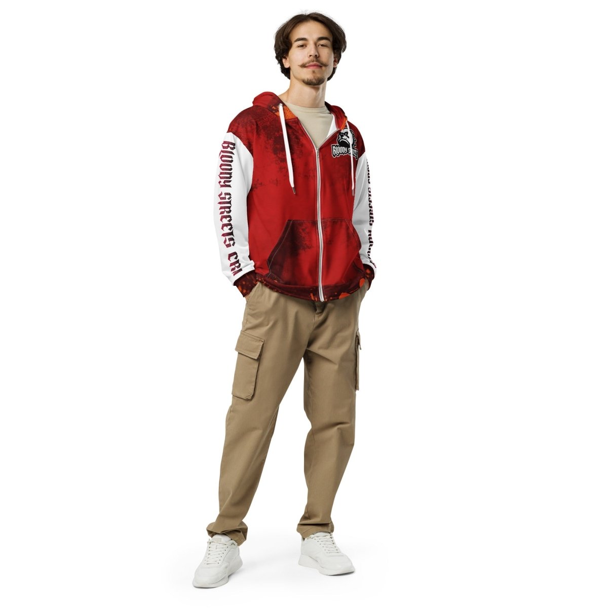 Streetwear Zip Hoodie BLOOD - LINE V2 - BLOODY - STREETS.DE Streetwear Herren und Damen Hoodies, T - Shirts, Pullis