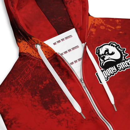 Streetwear Zip Hoodie BLOOD - LINE V2 - BLOODY - STREETS.DE Streetwear Herren und Damen Hoodies, T - Shirts, Pullis