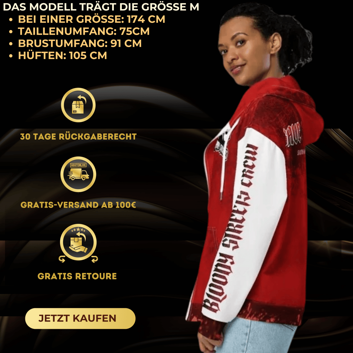Streetwear Zip Hoodie BLOOD - LINE V2 - BLOODY - STREETS.DE Streetwear Herren und Damen Hoodies, T-Shirts, Pullis