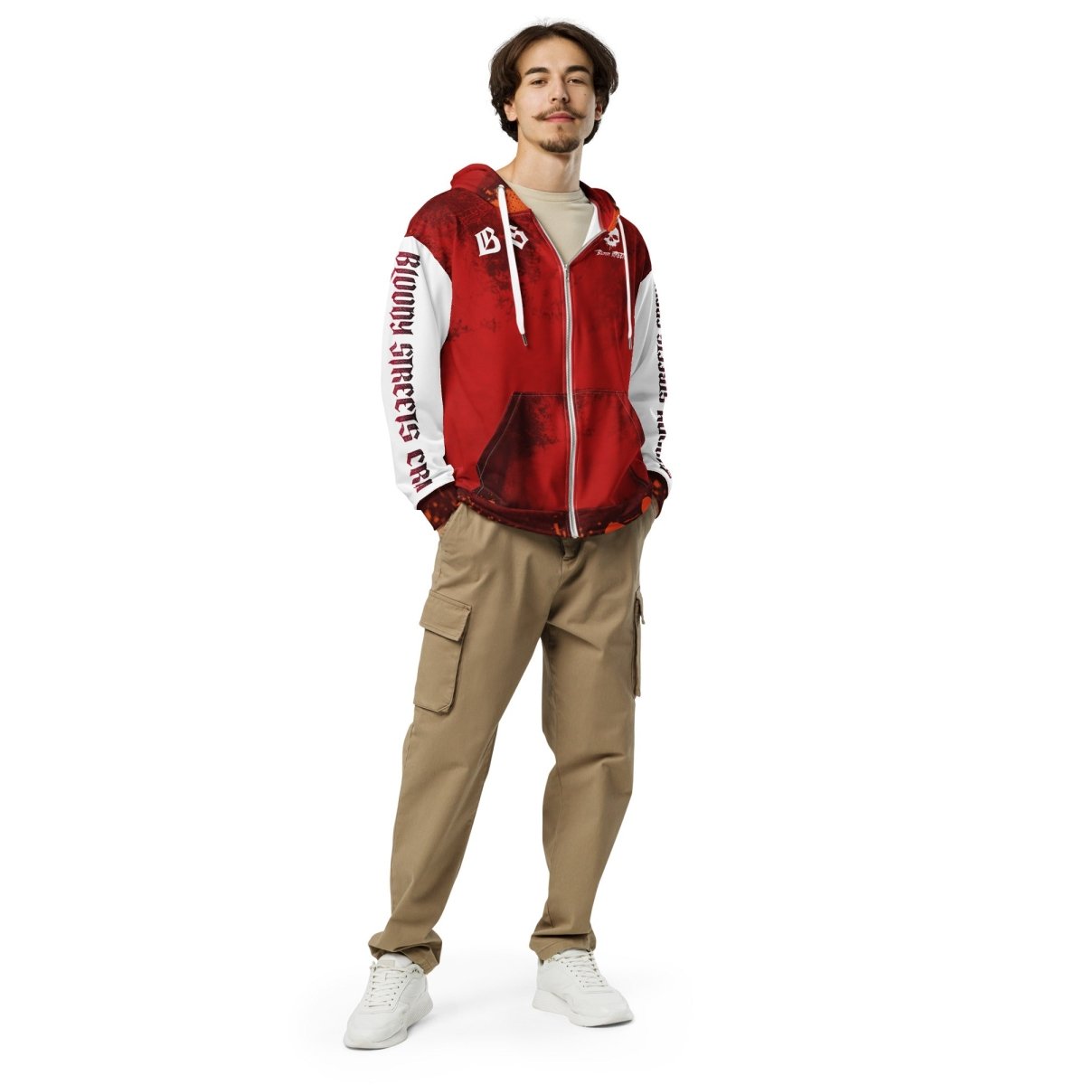 Streetwear Zip Hoodie BLOOD - LINE V3 - BLOODY - STREETS.DE Streetwear Herren und Damen Hoodies, T - Shirts, Pullis