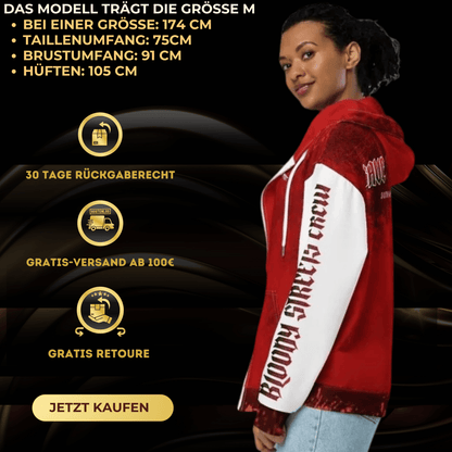 Streetwear Zip Hoodie BLOOD - LINE V3 - BLOODY - STREETS.DE Streetwear Herren und Damen Hoodies, T-Shirts, Pullis