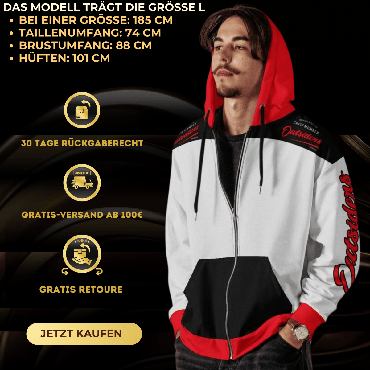 Streetwear Zip Hoodie BS OUTSIDERS V2 - BLOODY - STREETS.DE Streetwear Herren und Damen Hoodies, T-Shirts, Pullis