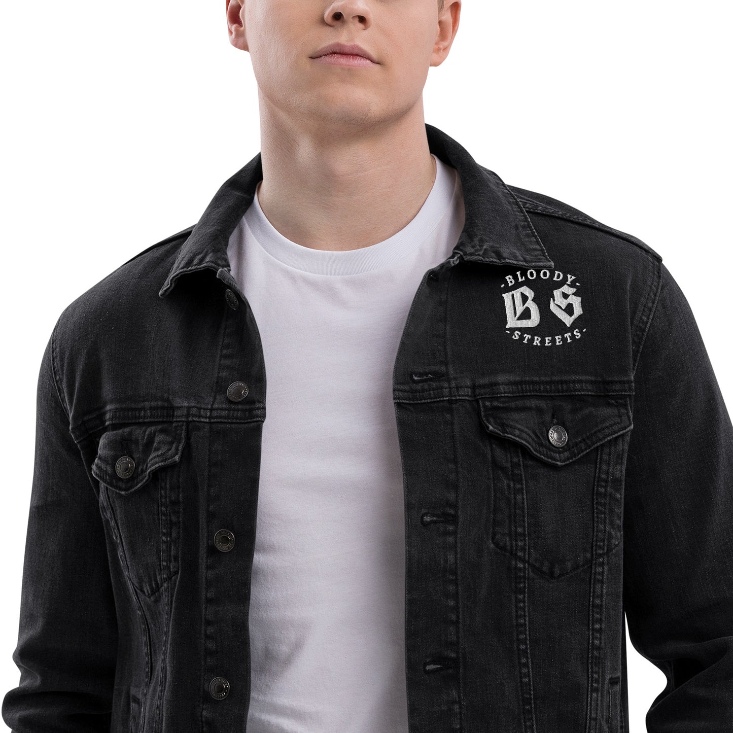 BLOODY STREETS Crew Member Jeans Jacke - BLOODY-STREETS.DE Streetwear Herren und Damen Hoodies, T-Shirts, Pullis