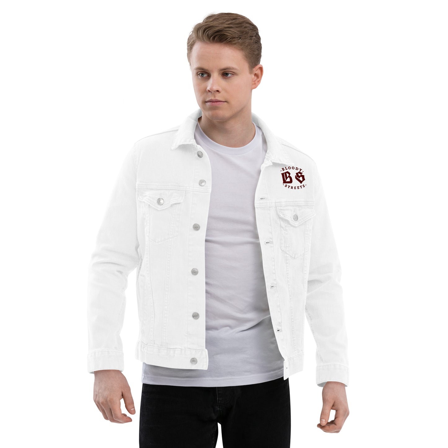 BLOODY STREETS Crew Member Jeans Jacke - BLOODY-STREETS.DE Streetwear Herren und Damen Hoodies, T-Shirts, Pullis