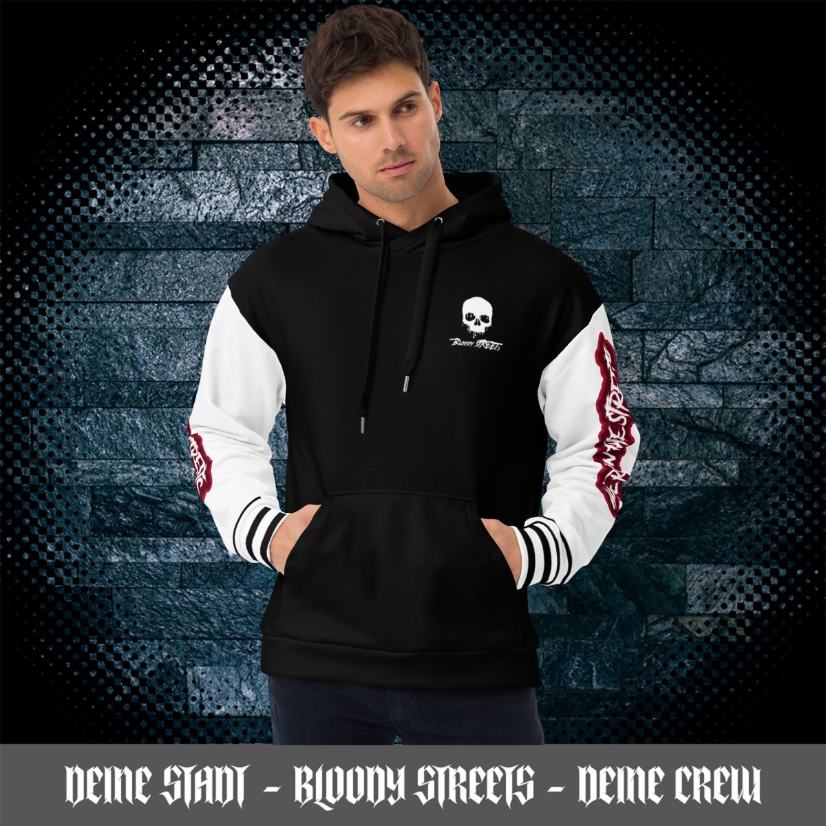 We Run The Streets BLACK Hoodie - BLOODY - STREETS.DE Streetwear Herren und Damen Hoodies, T-Shirts, Pullis