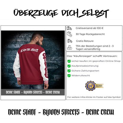 We Run The Streets PULLI RED - BLOODY - STREETS.DE Streetwear Herren und Damen Hoodies, T-Shirts, Pullis