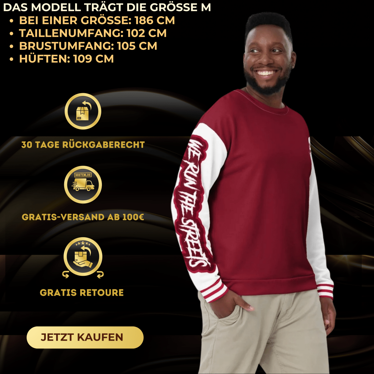 We Run The Streets PULLI RED - BLOODY - STREETS.DE Streetwear Herren und Damen Hoodies, T-Shirts, Pullis