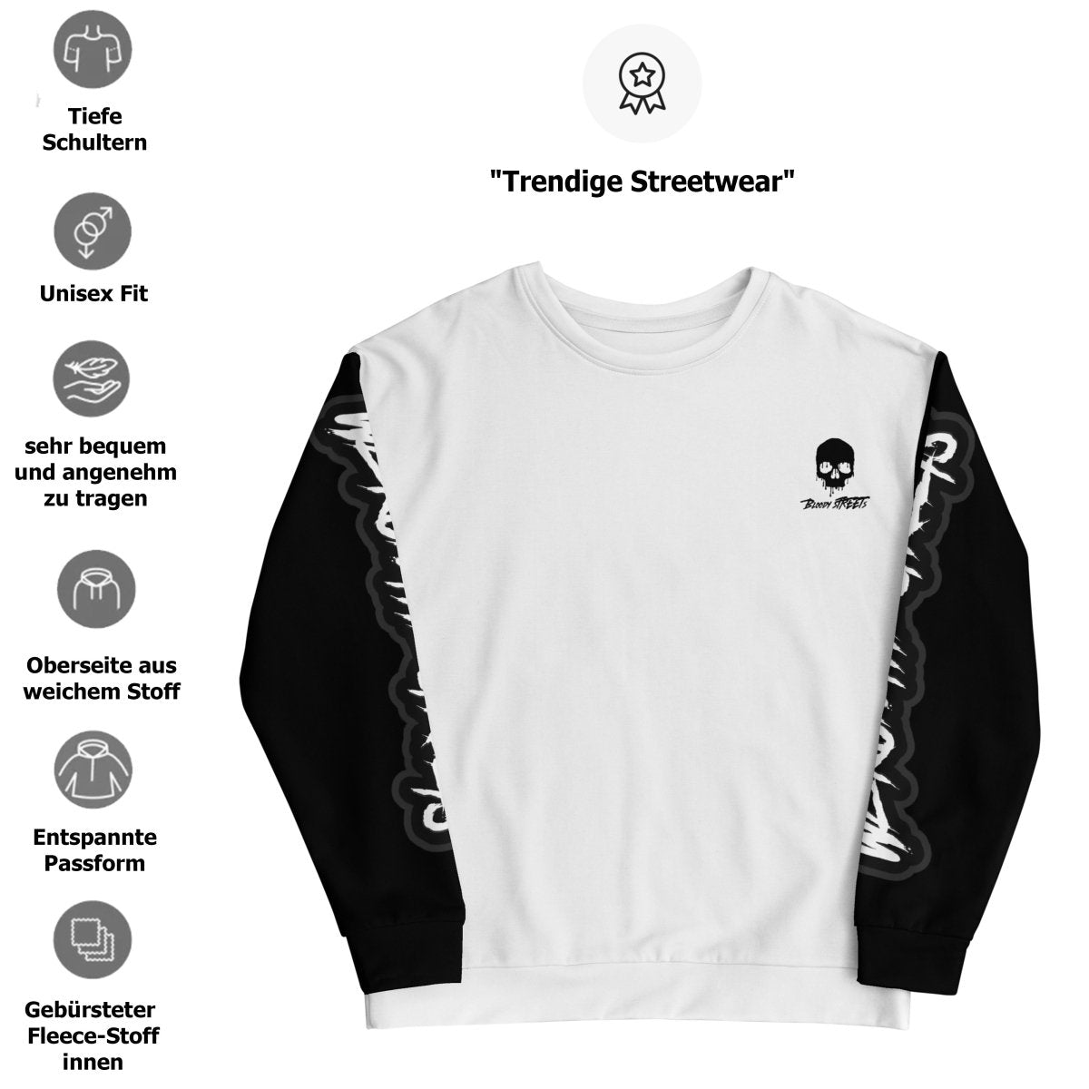 We Run The Streets Pulli WHITE - BLOODY - STREETS.DE Streetwear Herren und Damen Hoodies, T-Shirts, Pullis