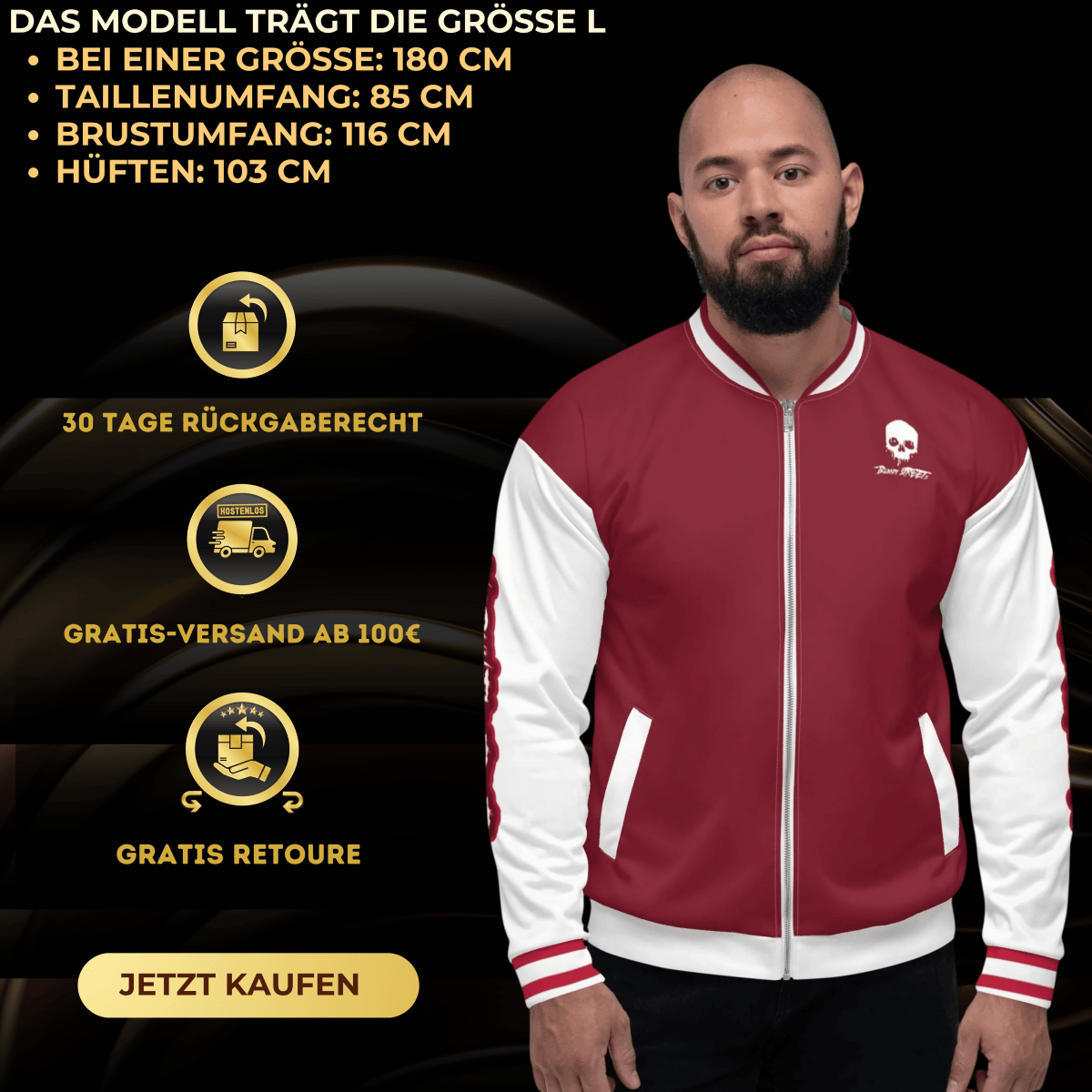 We Run The Streets Red Unisex Bomberjacke - BLOODY - STREETS.DE Streetwear Herren und Damen Hoodies, T-Shirts, Pullis