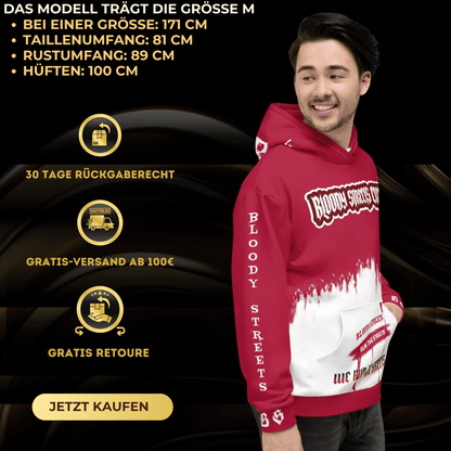 We Run The Streets - Streetwear Hoodie auf Bloody Hoodie Gangster Look - BLOODY - STREETS.DE Streetwear Herren und Damen Hoodies, T-Shirts, Pullis