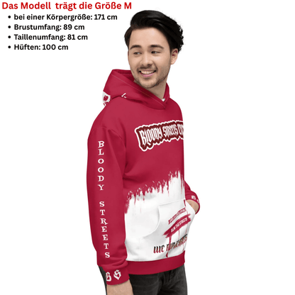 We Run The Streets - Streetwear Hoodie auf Bloody Hoodie Gangster Look - BLOODY - STREETS.DE Streetwear Herren und Damen Hoodies, T-Shirts, Pullis