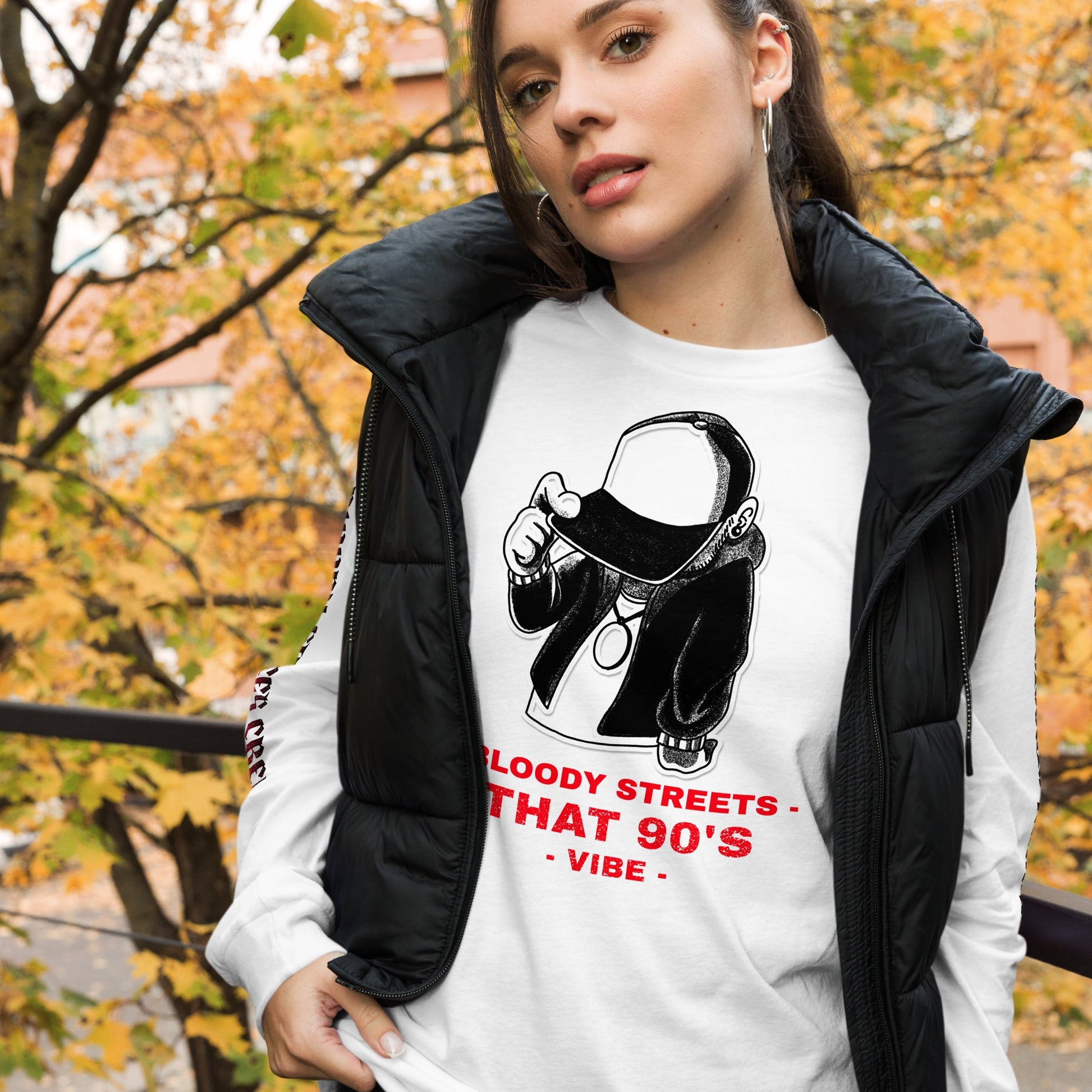 90's Streetwear Vibe 3 - Premium Longsleeve Lady - BLOODY-STREETS.DE Streetwear Herren und Damen Hoodies, T-Shirts, Pullis