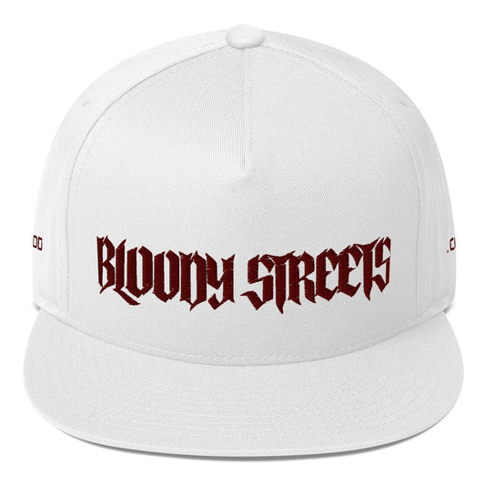 Bloody Streets Crew Flat Bill WHITE - BLOODY-STREETS.DE Streetwear Herren und Damen Hoodies, T-Shirts, Pullis