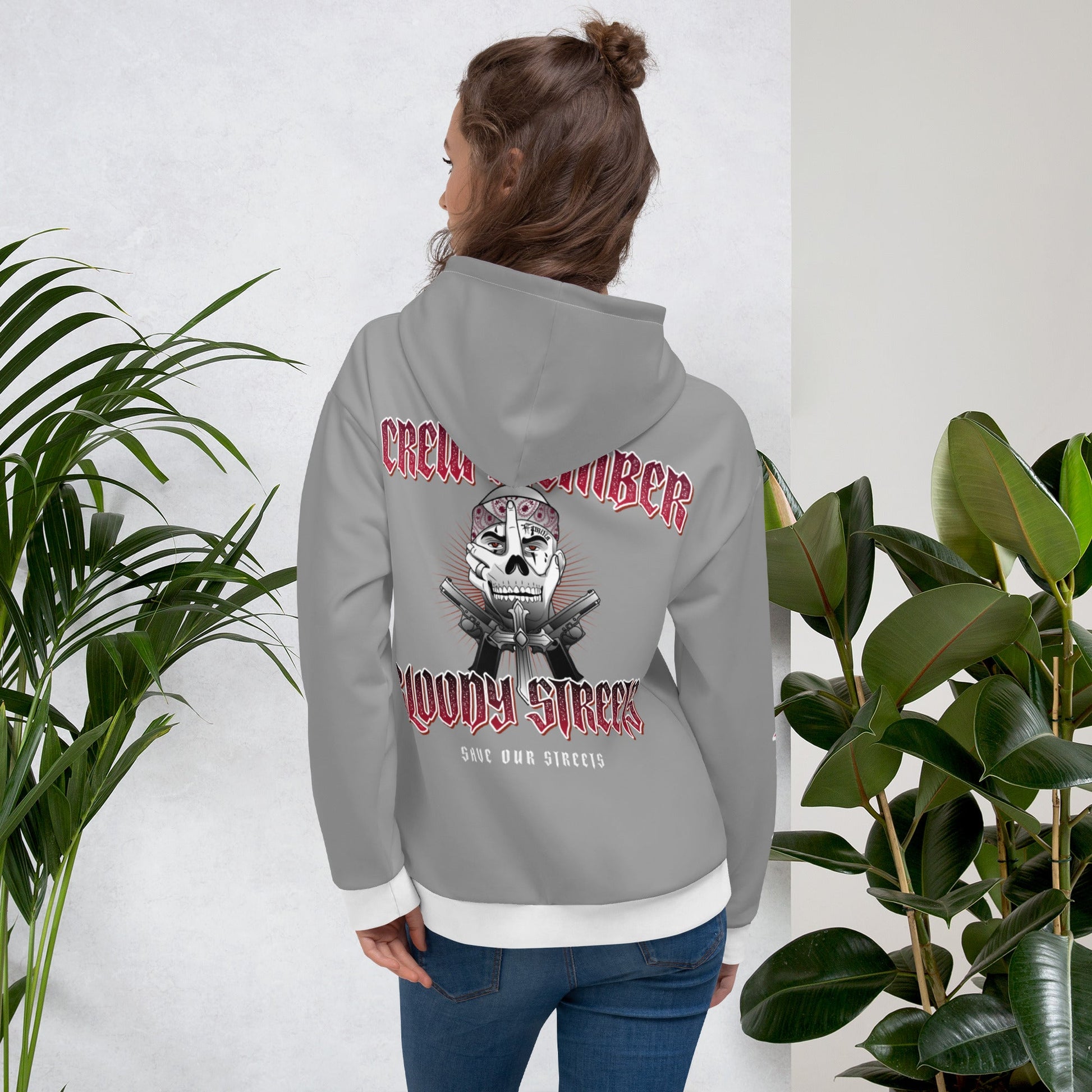 BLOODY STREETS Crew Member Streetwear Hoodie Gray - BLOODY-STREETS.DE Streetwear Herren und Damen Hoodies, T-Shirts, Pullis