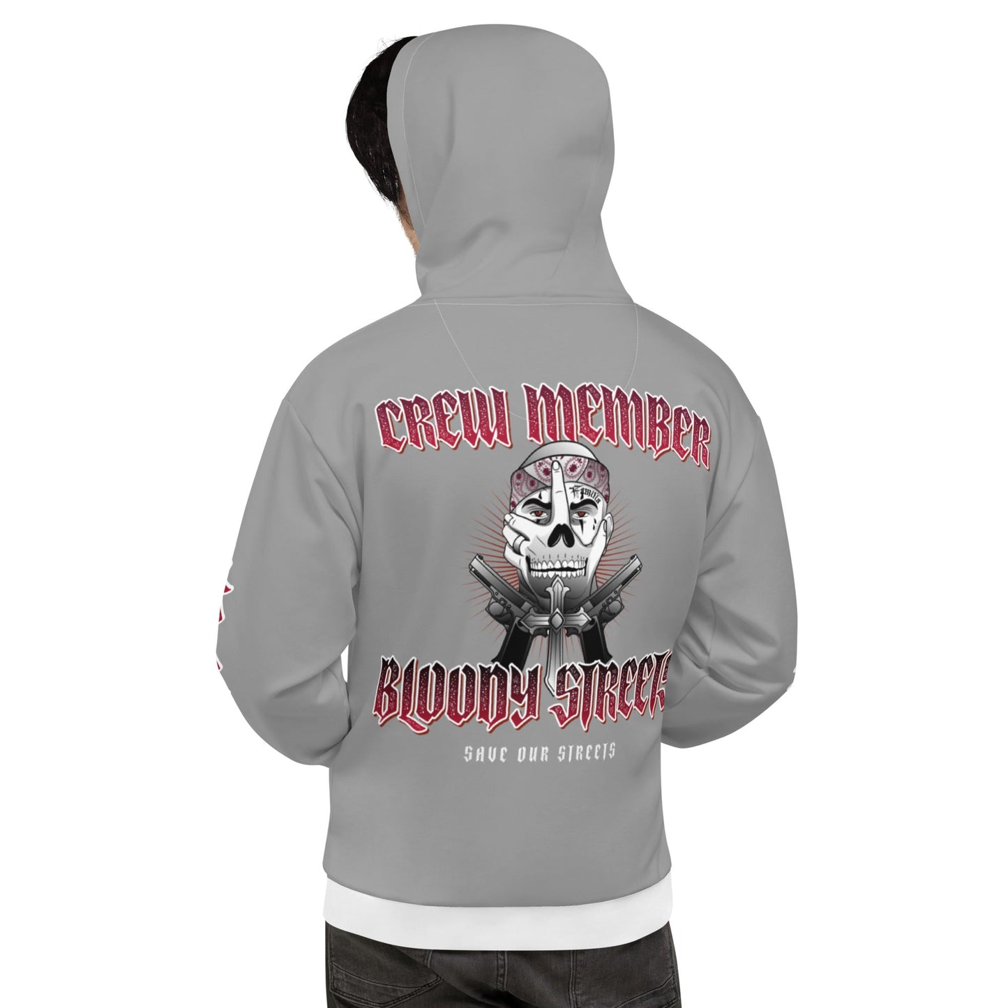 BLOODY STREETS Crew Member Streetwear Hoodie Gray - BLOODY-STREETS.DE Streetwear Herren und Damen Hoodies, T-Shirts, Pullis