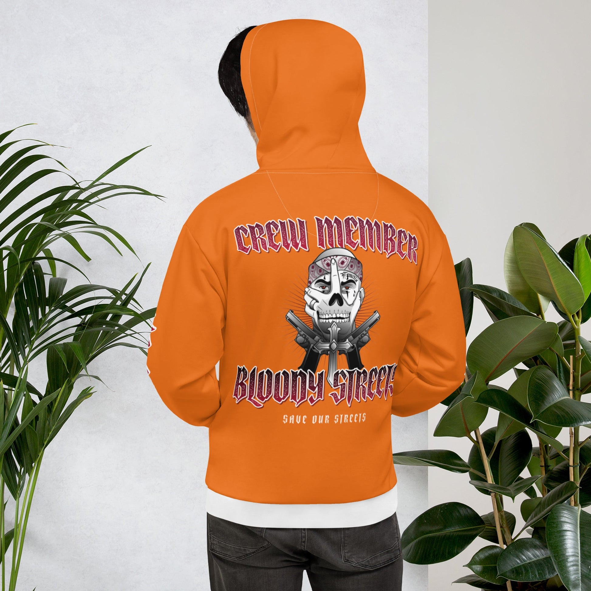 BLOODY STREETS Crew Member Streetwear Hoodie Orange - BLOODY-STREETS.DE Streetwear Herren und Damen Hoodies, T-Shirts, Pullis