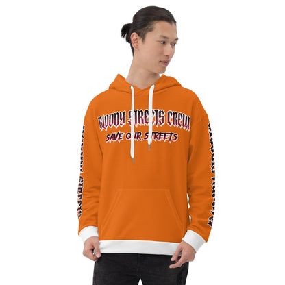 BLOODY STREETS Crew Member Streetwear Hoodie Orange - BLOODY-STREETS.DE Streetwear Herren und Damen Hoodies, T-Shirts, Pullis